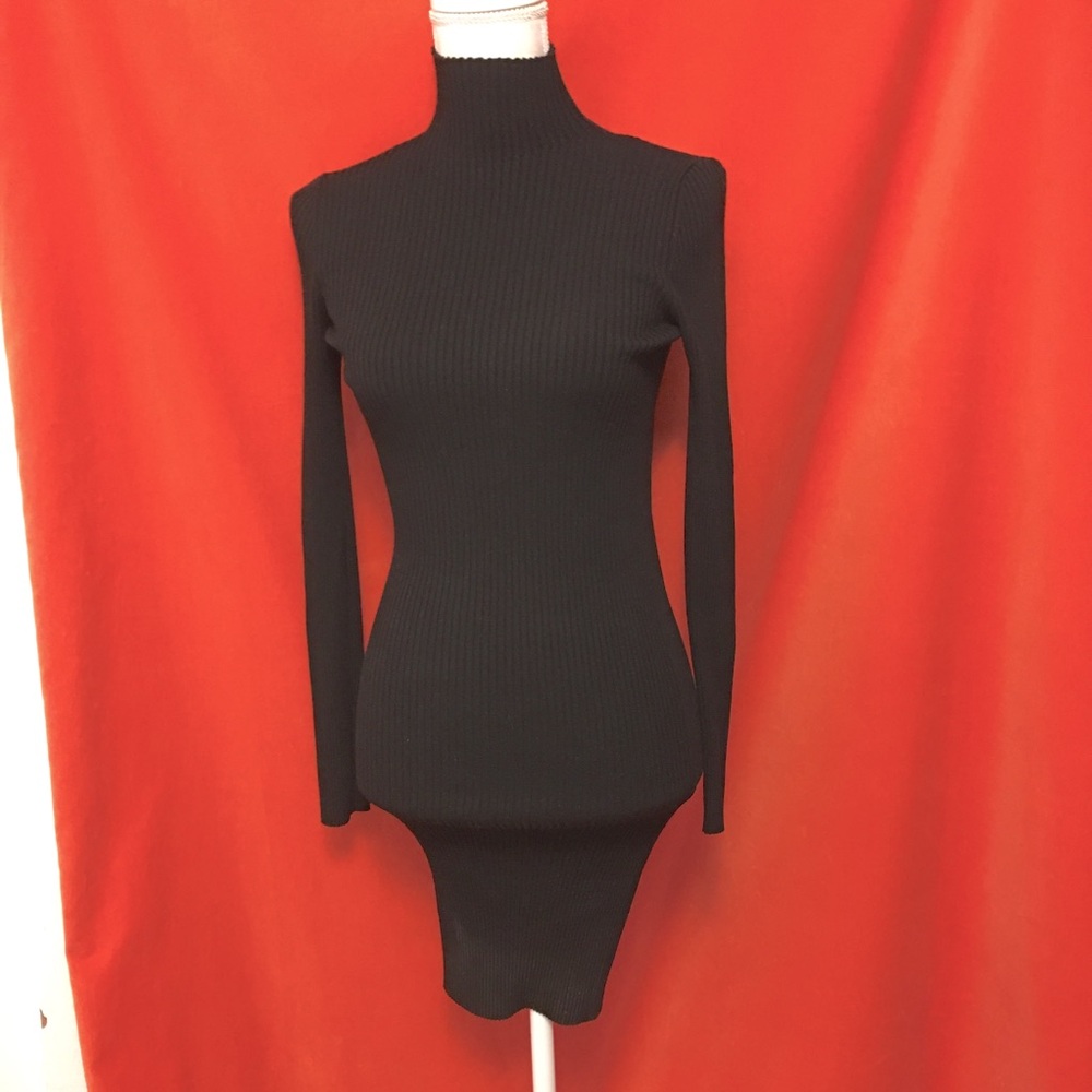 Wolford viscose rib knit mini dress black size small